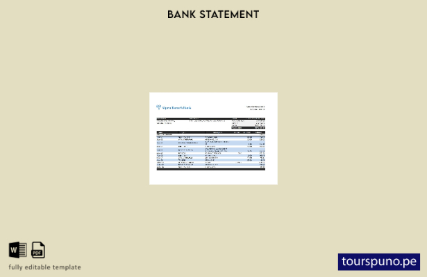 listo para imprimir plantilla de Excel de extracto bancario de Vanuatu Alpen Bar